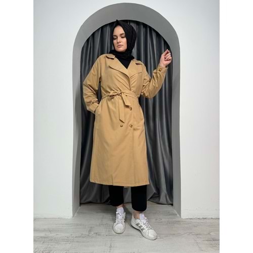 Kemer Detaylı Trenç Kot 4102 - Camel - 42