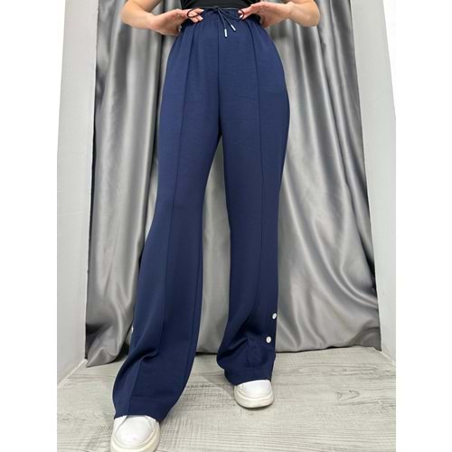 Çıtçıtlı Geniş Paça Pantolon 33671 - Lacivert - S - AZRA04997-Lacivert-S