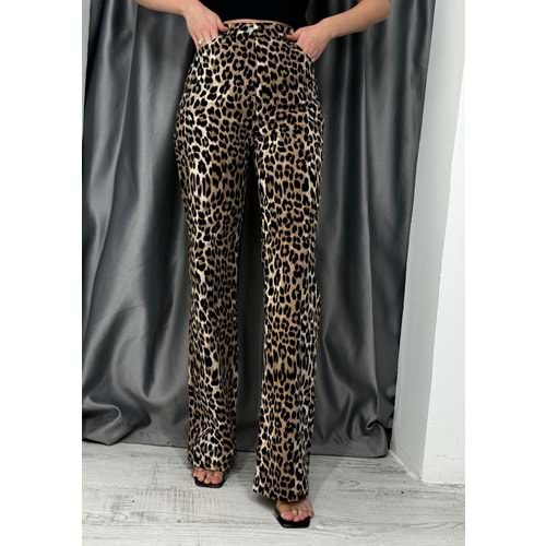 Leopar Desenli Pantolon İkoll 33851 - Kahve Rengi - M - AZRA05016-Kahve Rengi-M