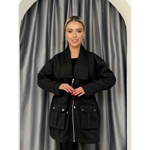 Cepli Oversize Kap 4301 - Siyah - TEK BEDEN - AZRA05054-Siyah-TEK BEDEN