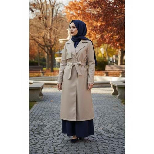 Astarlı Rüzgarlıklı Deri Trenç 6216 - Bej - 38 - AZRA05072-Bej-38