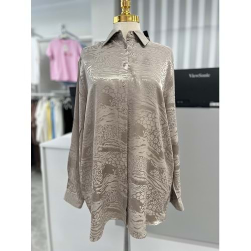 Saten Gömlek 34049 - Vizon - TEK BEDEN