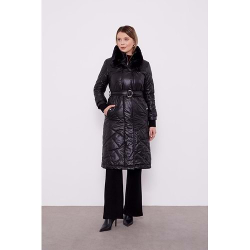 Kapitone Mont 560029 - Siyah - 38 - AZRA05260-43546