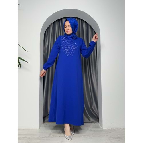 Yan Çizgili Elbise 1723 - Saks Mavi - 38-40 - AZRA05281-43820