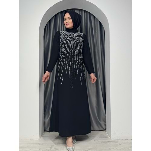 Full Taş İşlemeli Abiye Elbise 1137 - Siyah - 42 - AZRA05322-44357