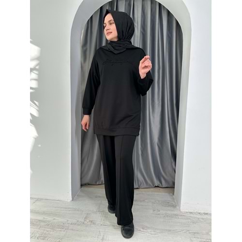 Yazı Baskılı Oysho Kumaş Takım 24785 - Siyah - S - AZRA05350-44605