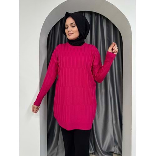 Desenli Merserize Tunik 3174 - Pembe - TEK BEDEN - AZRA05354-44646
