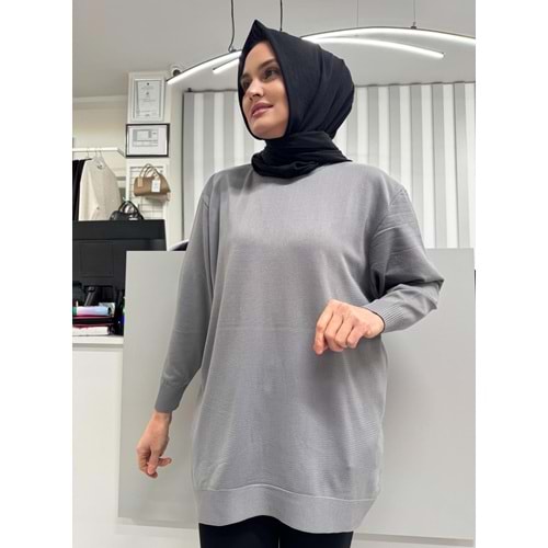 Düz Merserize Tunik 3177 - Gri - TEK BEDEN - AZRA05401-45124
