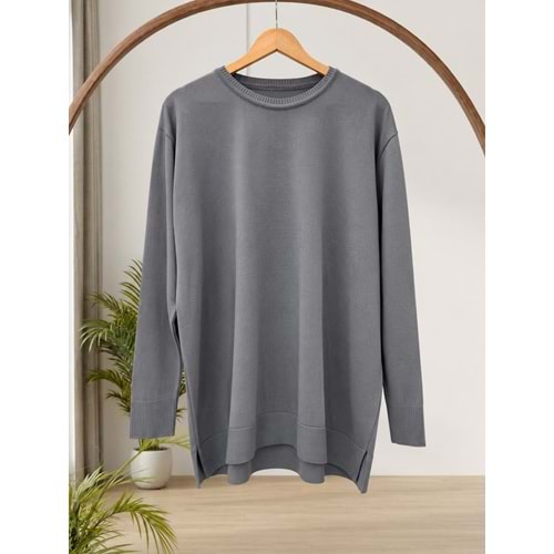 Düz Merserize Tunik 3177 - Gri - TEK BEDEN - AZRA05401-45124