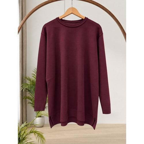 Düz Merserize Tunik 3177 - Mürdüm - TEK BEDEN - AZRA05401-57329