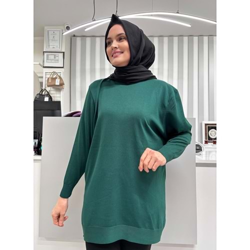 Düz Merserize Tunik 3177 - Zümrüt Yeşili - TEK BEDEN - AZRA05401-57331
