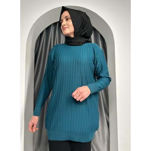 Çıtalı Merserize Tunik 3185 - Turkuaz - TEK BEDEN - AZRA05424-45474