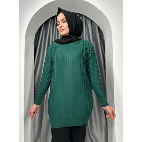 Çıtalı Merserize Tunik 3185 - Zümrüt Yeşili - TEK BEDEN - AZRA05424-45475