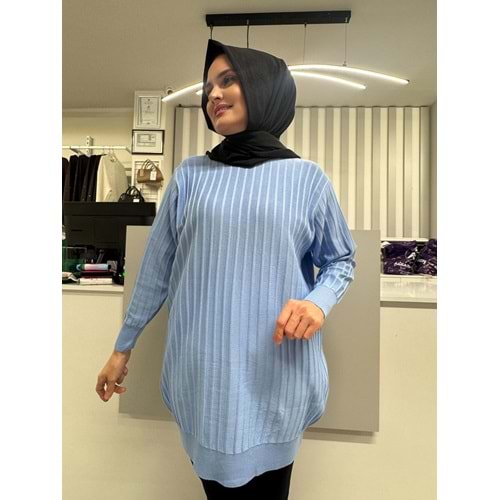 Çıtalı Merserize Tunik 3185 - Bebe Mavisi - TEK BEDEN - AZRA05424-57323