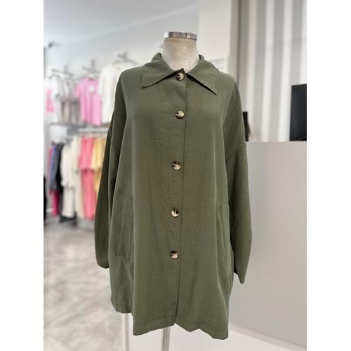 İkoll Oversize Modal Kap 34435 - Haki - TEK BEDEN - AZRA05484-45991