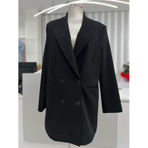 İkoll Kruvaze Viscon Blazer Ceket 34414 - Siyah - L - AZRA05490-46023