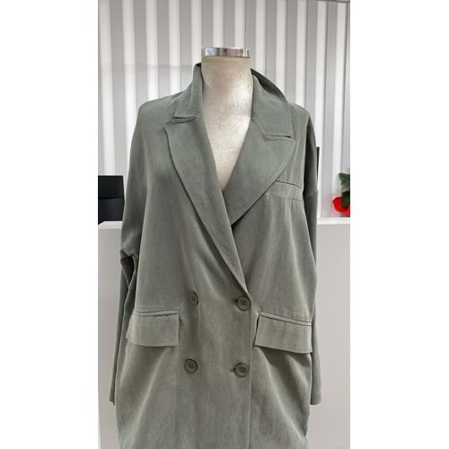 İkoll Oversize Modal Ceket 34453 - Haki - TEK BEDEN - AZRA05495-46043
