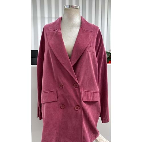 İkoll Oversize Modal Ceket 34453 - Mürdüm - TEK BEDEN - AZRA05495-46045
