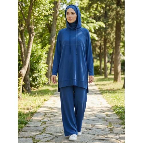 Kesik Detaylı Tonaton Takım 34245 - Lacivert - M - AZRA05589-46329