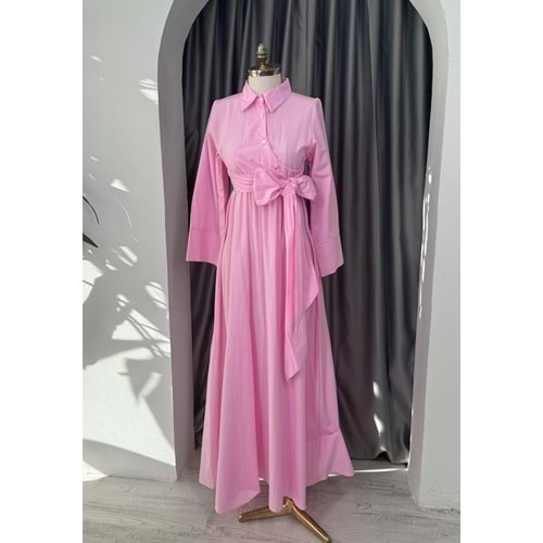 Bağlamalı Elbise 883 - Pembe - L-XL - AZRA05687-46823