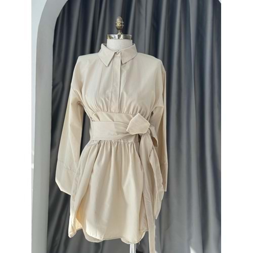 Bağlamalı Gömlek 903 - Bej - L-XL - AZRA05690-46858