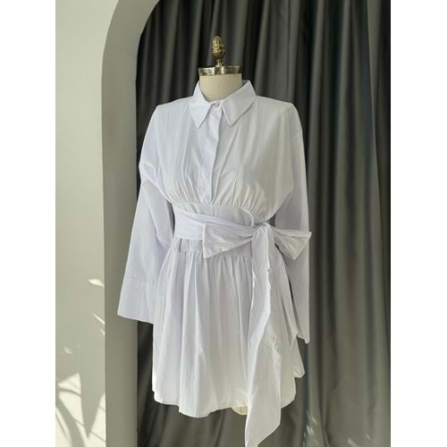 Bağlamalı Gömlek 903 - Beyaz - L-XL - AZRA05690-46860