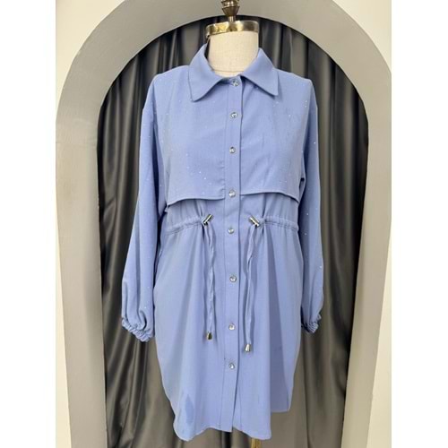 Serpme Pullu Kap 140108 - azra fashion - Mavi - 42 - AZRA05719-47148