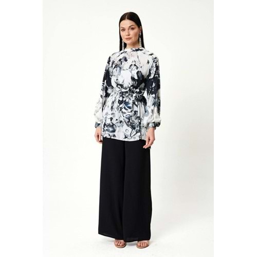 Batik Desenli Saten Takım 8402 - Siyah - 40 - AZRA05745-47345
