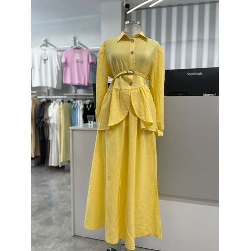 Minik Kare Desen Detaylı Takım 4916 - Sarı - XXL - AZRA05747-47373