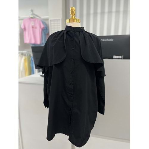Omuzları Pelerinli Gömlek 782 - Siyah - L-XL - AZRA05754-47426