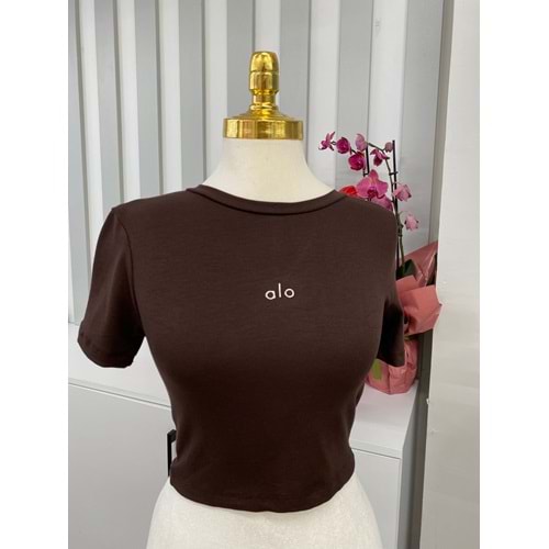 Alo Baskılı Crop Top 1301 - Acı Kahve - M - AZRA05800-47761