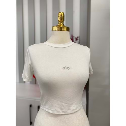 Alo Baskılı Crop Top 1301 - Ekru - L - AZRA05800-47765