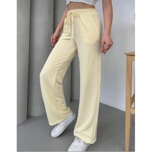 Çizgili Gofre Pantolon 820150 - Sarı - L