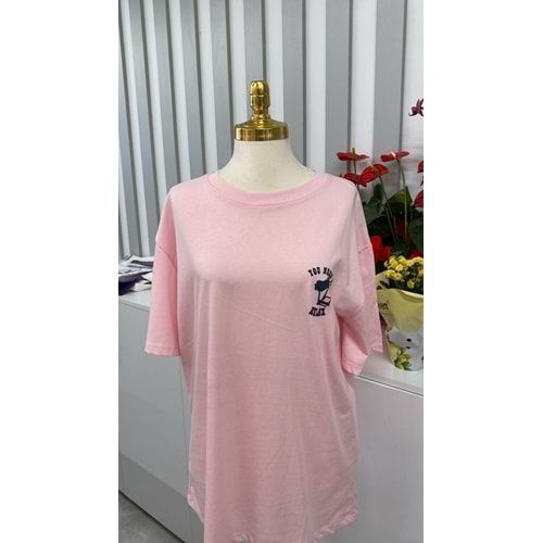 Framing Baskılı Tişört 4402 - Pembe - M - AZRA05822-47995