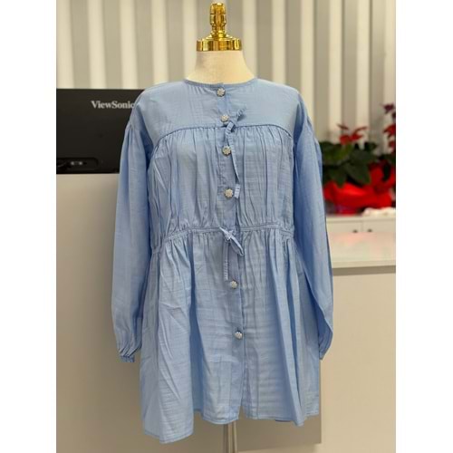 Yakasız Gömlek 888 - Mavi - L-XL