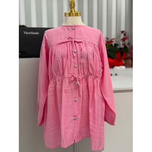Yakasız Gömlek 888 - Pembe - L-XL