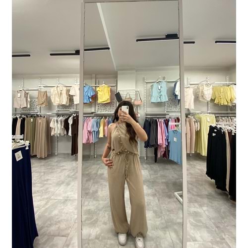 Önü Kapamalı Yazlık Bluz 0443 - Kum - M