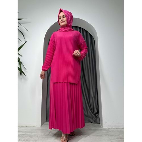 Piliseli Etekli Sady Takım 1633 - azra fashion - Fuşya - TEK BEDEN