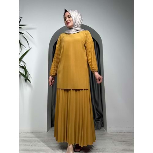 Piliseli Etekli Sady Takım 1633 - azra fashion - Hardal - TEK BEDEN