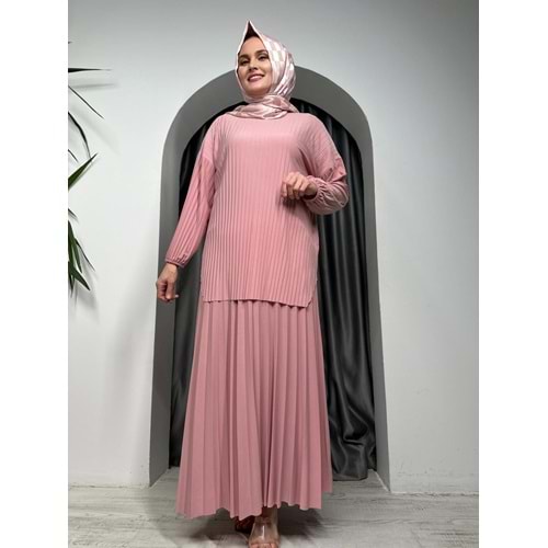 Piliseli Etekli Sady Takım 1633 - azra fashion - Pudra - TEK BEDEN