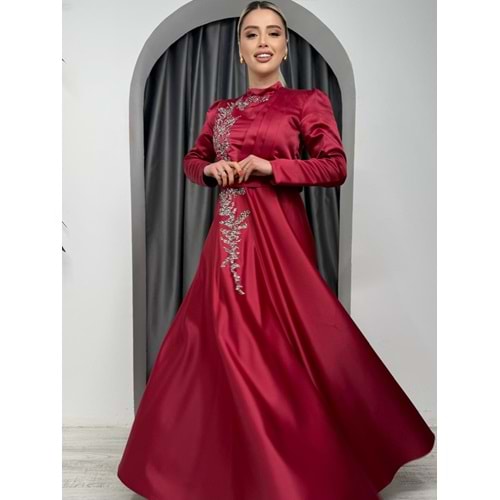 Tafta Abiye Elbise 1118 - Bordo - 38