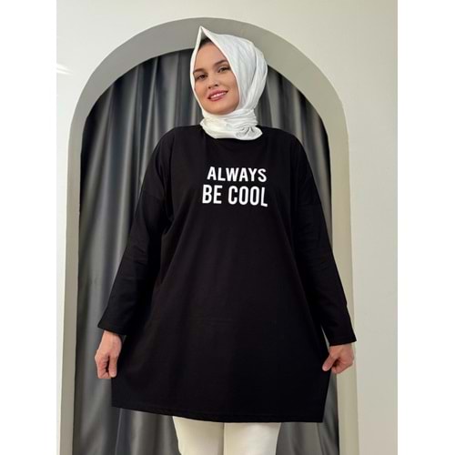 Always Baskılı Tunik 2356 - Siyah - TEK BEDEN