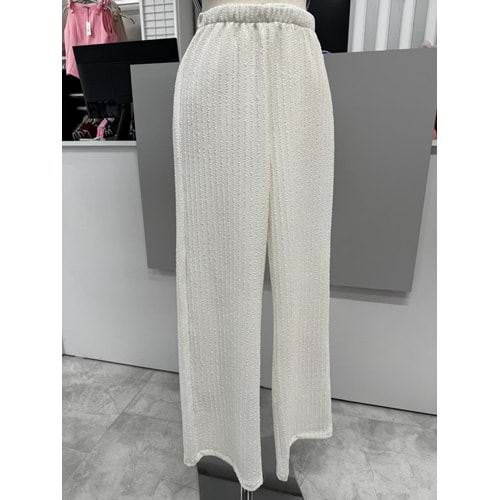 Çizgili Gofre Pantolon 2659 - Ekru - L