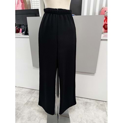 Çizgili Gofre Pantolon 2659 - Siyah - M
