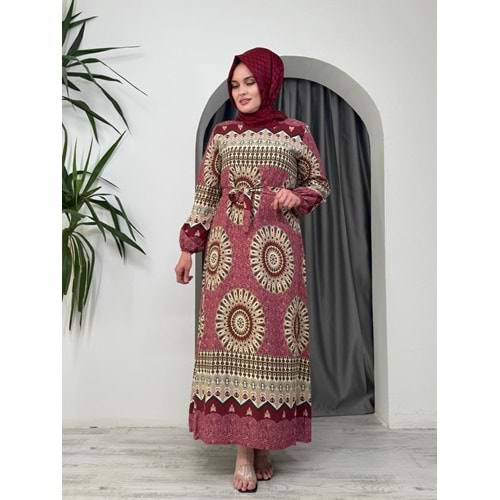 Oval Desenli Elbise 2007 - Pembe - 42-44