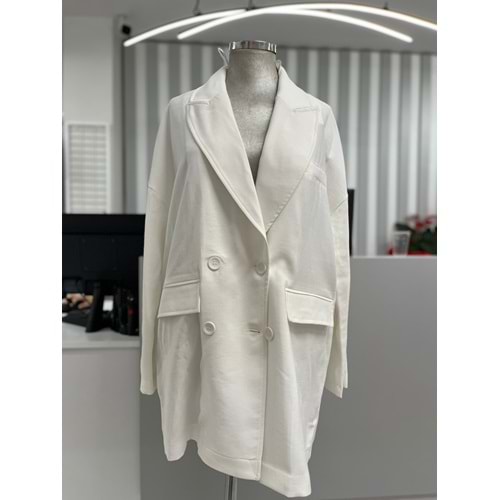 Modal Ceket 35607 - azra fashion - Ekru - TEK BEDEN