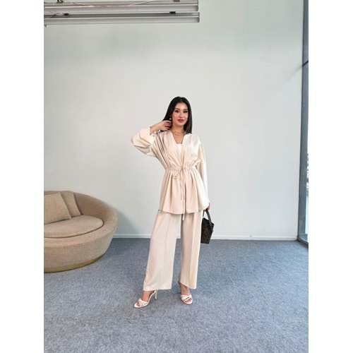 Serpme Pullu Takım 8022 - azra fashion - Bej - L-XL