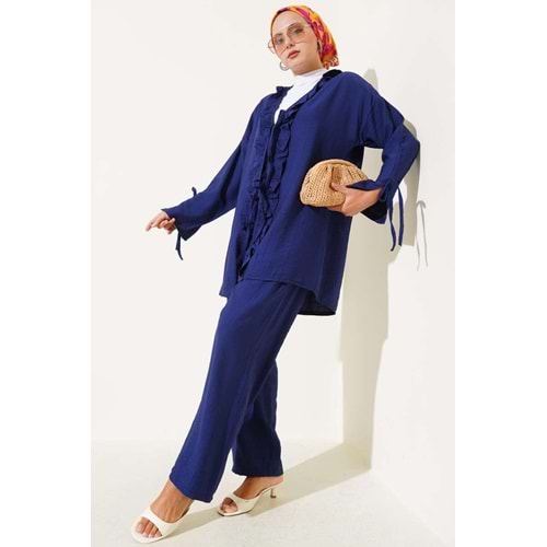 Fırfırlı Bağlamalı Takım 8013 - Lacivert - S-M