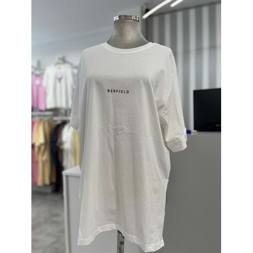 Yanları Yırtmaçlı Tişört 1309 - Beyaz - L-XL