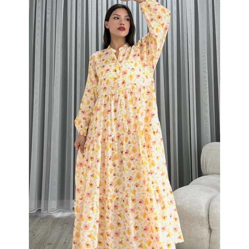 Çiçekli Elbise 251093 - Sarı - L